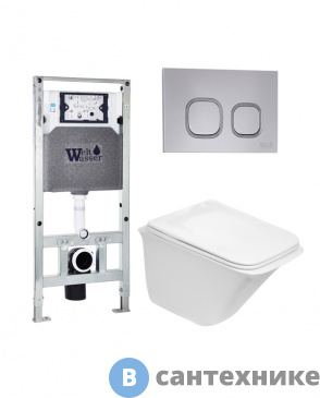 картинка Унитаз с инсталляцией WELTWASSER и кнопкой смыва (AMBERG 506 ST + ROTBACH 004 GL-WT + AMBERG RD-CR)