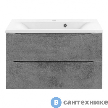 картинка Тумба под раковину Vincea Mia 800 подвесная, 2 выкатных ящика soft close, Beton (VMC-2MA800BT)