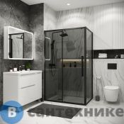 Душевое ограждение Grossman Cosmo 100.K33.02.100.21.10-200.K33.02.100.21.10 (100х100х195) раздвижная, черный матовый, стекло тонированное (120.K33.02.1010.21.10)