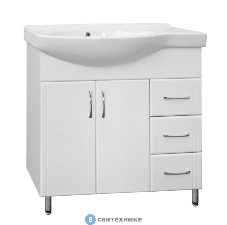 Тумба под раковину Style line Стандарт № 25 - 82 (3 ящика) правая (4650134471953)