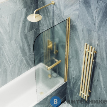 картинка Шторка для ванны поворотная на монопетле MaybahGlass 1400*800 Стекло 6 мм Сатин +Полотенцесушитель (MGV-793-3)