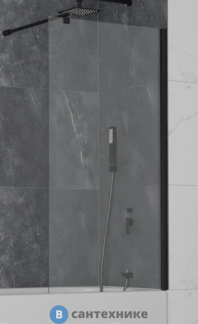 Шторка на ванну RGW-SC-050B чёрный/прозрачное/6 мм 60*150 (351105006-14)