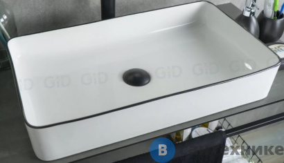 картинка Раковина накладная GID-ceramic Nc9399 белый / черный (600х340х110)