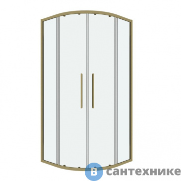 картинка Душевое ограждение Grossman Cosmo 301.K33.02.9090.32.00 (90*90*195) полукруг, раздвижн, золото сатин, стекло прозрач, без поддона