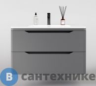 Тумба под раковину Style line подвесная Марелла 90 (2 ящ.) Люкс антискрейтч серый, PLUS (2000672592009)