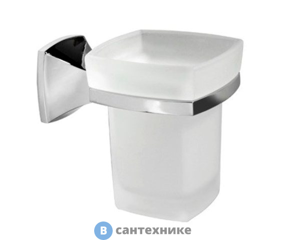 Подстаканник стеклянный WasserKRAFT Wern K-2528 металл, хромоникелевое покрытие, матовое стекло