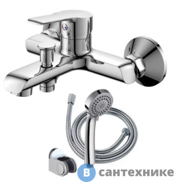 картинка Смеситель Orange Prim M42-100cr однозахватный для ванной/душевой с душевыми аксесуарами (шланг, лейка, держатель)