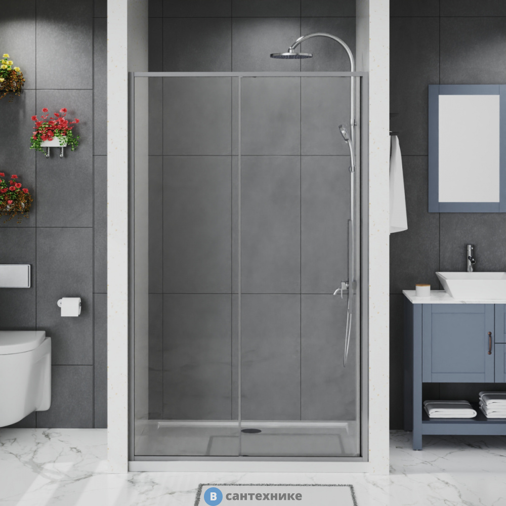 Душевое ограждение Azario SHANGHAI DRO-130х195-MGR-CL, прозрачное стекло 6 мм, профиль матовый графит (AZ-Y43-130-MGR-CL)