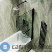 Шторка для ванны поворотная на монопетле MaybahGlass 1400*800 Стекло 6 мм Бесцветное +Полотенцесушитель (MGV-788-6)