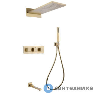 картинка Душевая система ABBER Daheim AF8253G скрытого монтажа с изливом, термостат, золото матовое