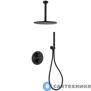 картинка Душевая система ABBER Wasser Kreis AF8121B скрытого монтажа без излива, черная матовая