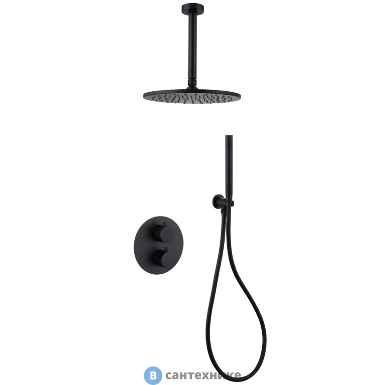 Душевая система ABBER Wasser Kreis AF8121B скрытого монтажа без излива, черная матовая
