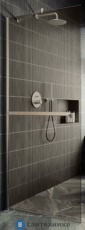 Душевая перегородка в профиле MaybahGlass 1950*790 Стекло 8 мм Бронза +Полотенцесушитель (MGD-727-5ш)