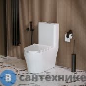 Унитаз напольный Grossman Classic GR-4488SQ (700х375х780) безободковый, белый, моноблок с тонкой крышкой, микролифт, смыв торнадо