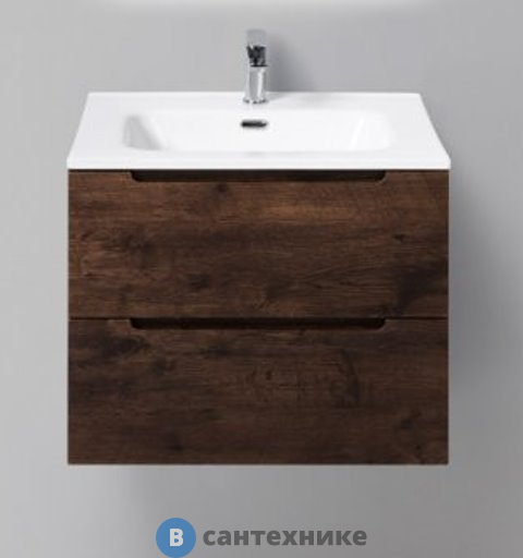 Тумба под раковину BelBagno 61 см ETNA39-600/390-2C-SO-RW-P подвесная с двумя выкатными ящиками, Rovere Moro