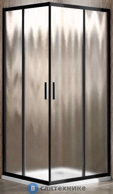 Душевой уголок Vincea Garda VSS-1G900CHB, 900*900, черный матовый, стекло шиншилла, без поддона