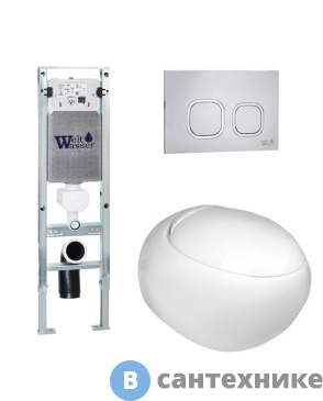 картинка Унитаз с инсталляцией WELTWASSER и кнопкой смыва (AMBERG 350 ST + JECKENBACH 004 GL-WT + AMBERG RD-MT CR)