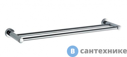 картинка Штанга для полотенец двойная WasserKRAFT Donau K-9440 металл, хромоникелевое покрытие