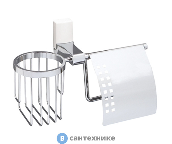 Держатель туалетной бумаги WasserKRAFT Leine K-5059 White и освежителя металл, хромоникелевое покрытие