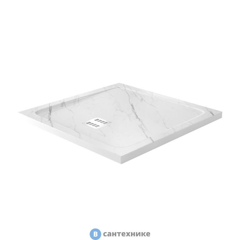 Душевой поддон WasserKRAFT Rhin 44T03 900*900*40, искусственный камень, белый, без сифона