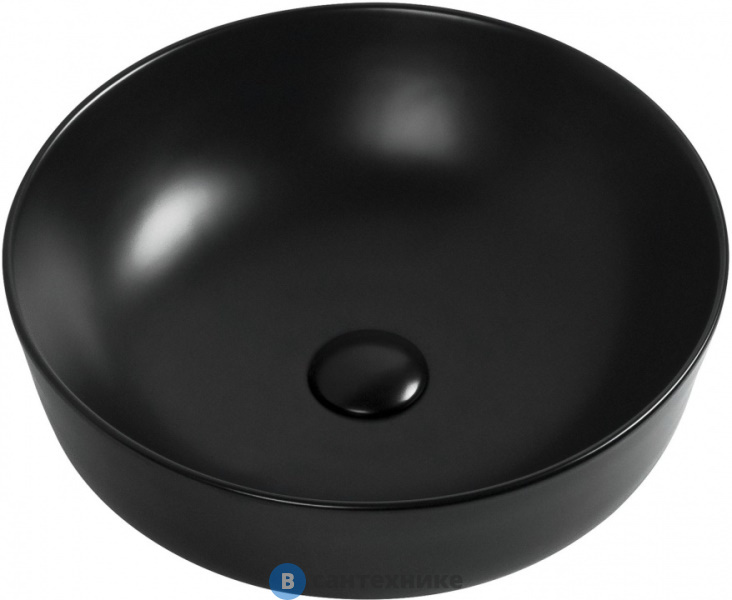 Раковина Aquanet MOON-1-MB керамическая накладная 415х415х135, чёрный матовый (245827)
