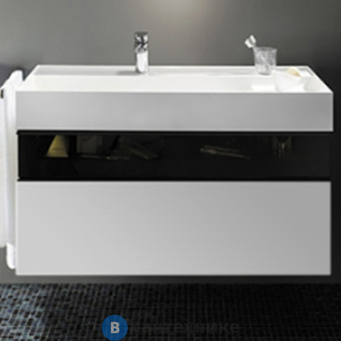 Тумба с раковиной Burgbad Yumo 1015х640х470 мм, с умыв из мин литья с 1 отв под смес., 2 выдв ящика с ручкой Мокка G0179. верхн ящик из дымч. стекла, белый глянц. (SFKL102 F3193 G0179 C0001*1)