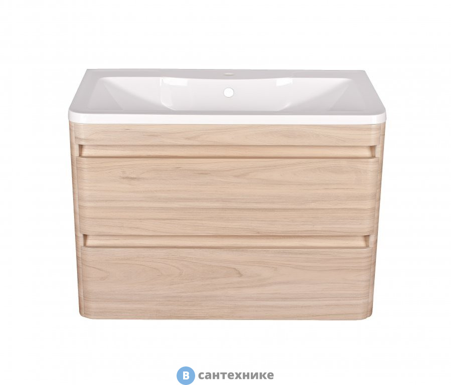 Тумба под раковину Style line Атлантика 80, Люкс ясень перламутр, подвесная PLUS (2000949229959)