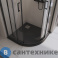 картинка Поддон BelBagno TRAY-MR-UNO-R-90-550-35-NERO-CR из искусственного мрамора в комплекте с сифоном с декоративной накладкой (хром), чёрный