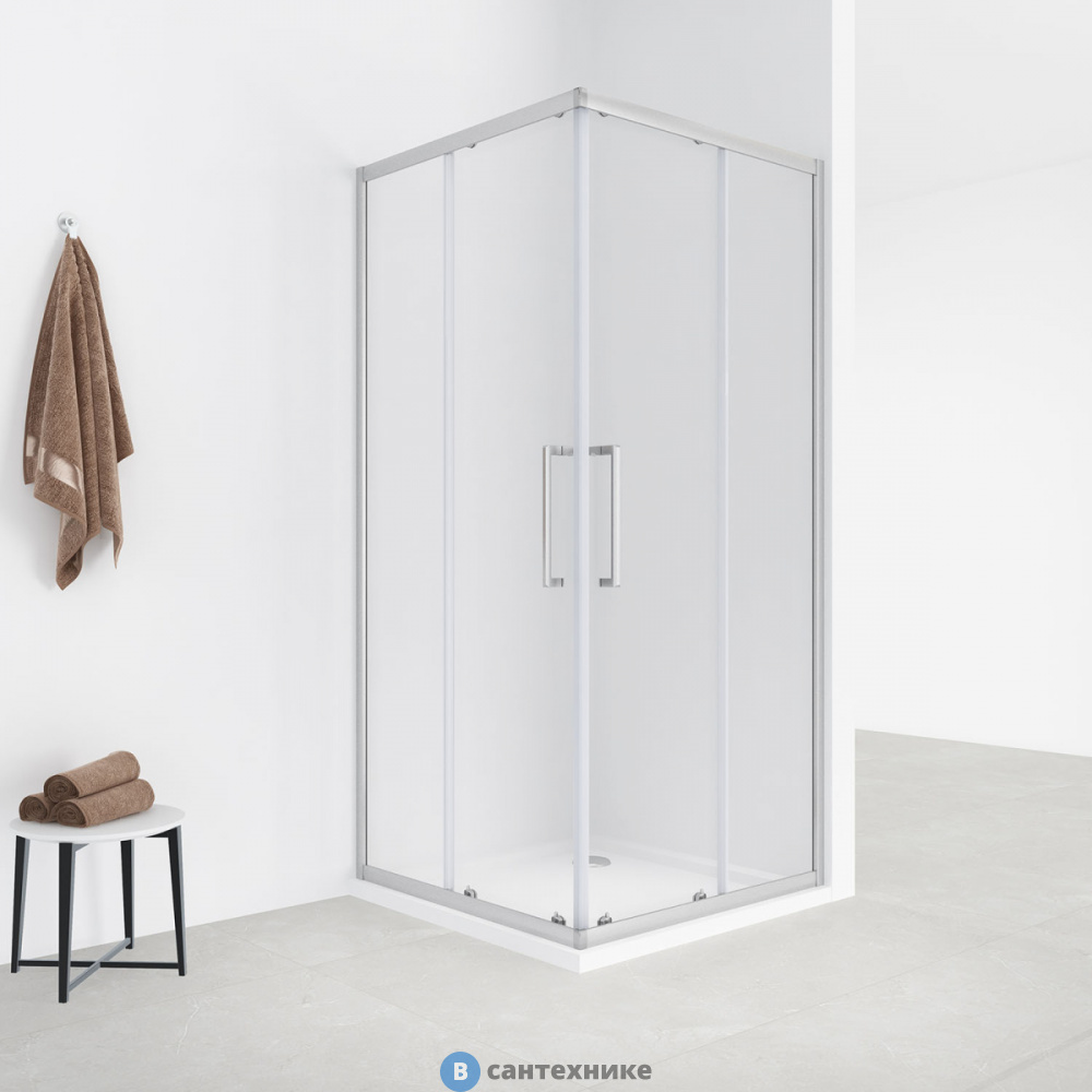 Душевое ограждение Loranto CS-AB01S-128 120x80x190, профиль сатин, 6 мм прозрачное стекло, профиль сатин