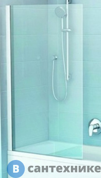 картинка Шторка на ванну Ravak Pivot PVS1-80 белая + Транспарент (79840100Z1)