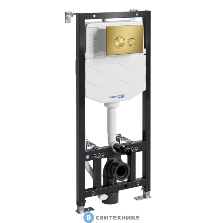 Инсталляция WasserKRAFT Aller 10TLT.010.ME.MG01 для унитаза, кнопка смыва (матовое золото)