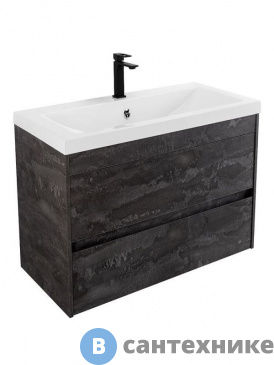 картинка Тумба под раковину Art & MAX FAMILY-M Family-M-750-2C-SO-IS подвесная с двумя выкатными ящиками, Iron Stone, 750x480x550