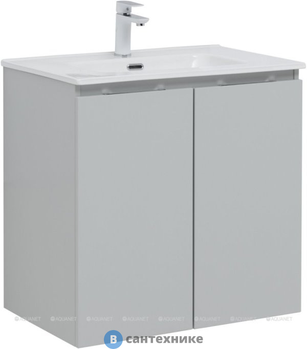 Тумба под раковину Aquanet Алвита new 70 подвесная 2 дв. серый (303903)