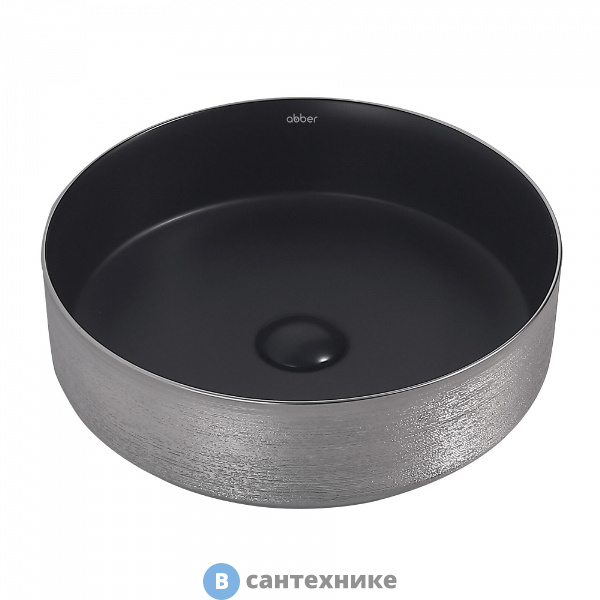 Раковина ABBER Bequem AC2109BS черный матовый с серебром накладная