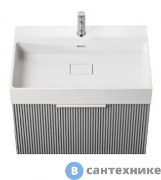 картинка Тумба под раковину Cezares PREMIUM подвесная с выдвижным ящиком и внутренним ящиком, 55431 Plisse Bianco opaco, 50x44x43