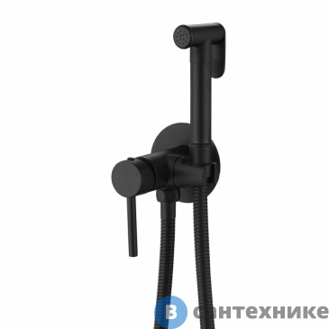 картинка Смеситель ABBER Wasser Kreis AF8125B с гигиеническим душем, черный матовый