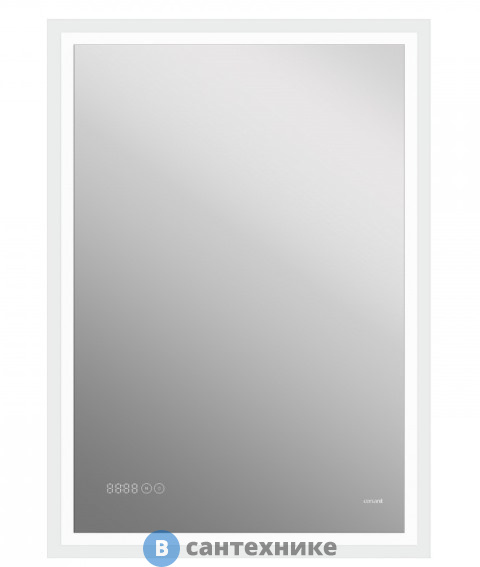 Зеркало Cersanit LED 080 design pro 60x85 с подсветкой часы с антизапотеванием прямоугольное (KN-LU-LED080*60-p-Os)