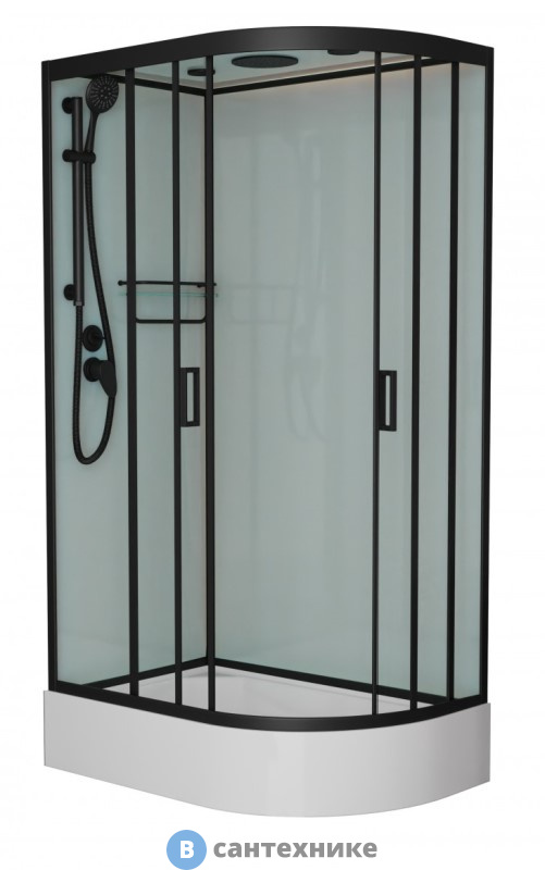 Душевая кабина Frank F412/1L М Black левосторонняя средний поддон матовое стекло