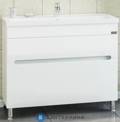 Тумба под раковину СанТа Лондон-100 2 ящ, напол. ум. Фостер 100 (224009л)