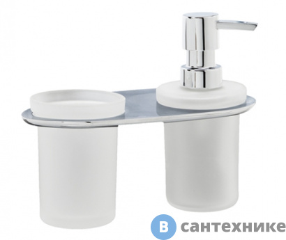 картинка Держатель стакана и дозатора WasserKRAFT Kammel K-8389 металл, хромоникелевое покрытие, матовое стекло