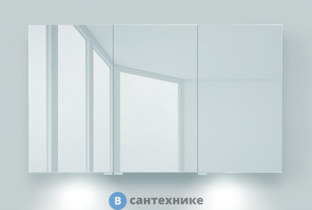 Зеркальный шкаф BelBagno SPC-3A-DL-BL-1200 с нижней подсветкой дверей с тремя распашными дверьми с двусторонним зеркальным полотном, со стеклянными полками, с розеткой и сенсорным выключателем