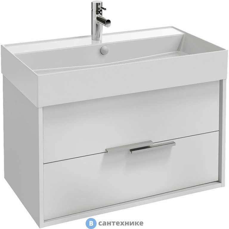 Тумба под раковину Jacob Delafon VIVIENNE EB1667-J5-J5 80 см, корпус белый блестящий, фасад белый блестящий