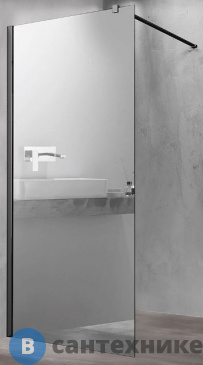 картинка Душевая перегородка Vincea Walk-In VSW-1H900MRB, 900*2000, чёрный матовый, стекло зеркальное