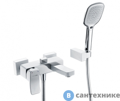 картинка Смеситель WasserKRAFT Aller 1061 White для ванны с коротким изливом латунь, комбинированное покрытие