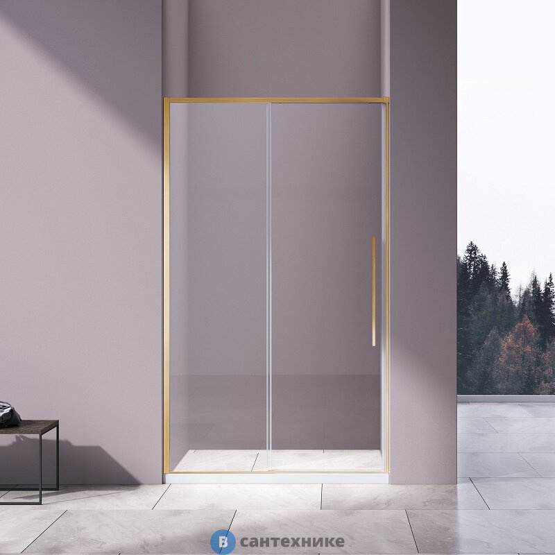Душевая дверь Vincea Slim-N VDS-4SN140CLG, 1400, брашированное золото, стекло прозрачное