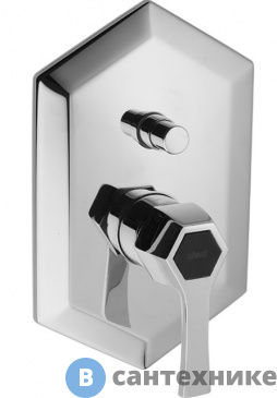 картинка Смеситель CISAL Cherie внешняя часть для ванны/душа, хром/чёрный матовый (CH0021006T), без внутренней части