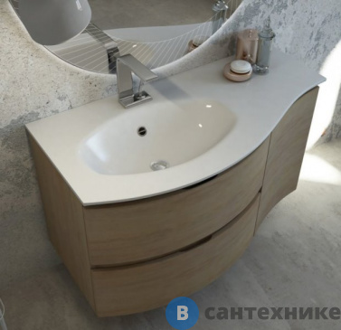 картинка Раковина Cezares из искусственного мрамора, левостороняя 50153 Bianco (104x52)