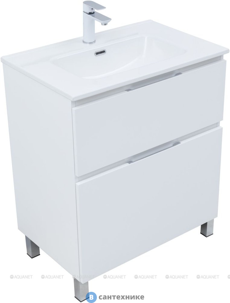 Тумба под раковину Aquanet Алвита New 70 напольная, белый матовый (344133)