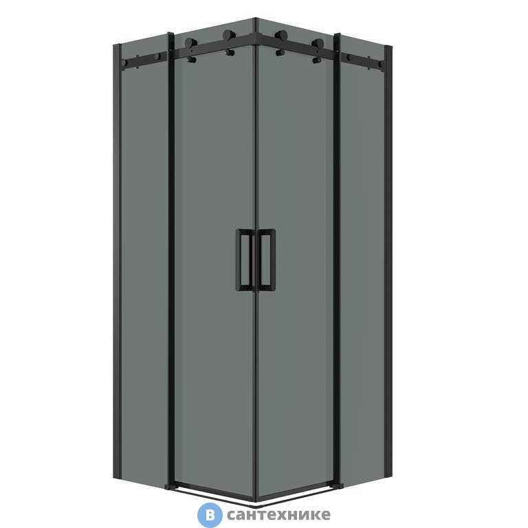 Душевое ограждение Grossman Classic 300.K33.04.9090.21.10 (90*90*195) квадрат, раздвижн, черн. мат, стекло тонированное, без поддона