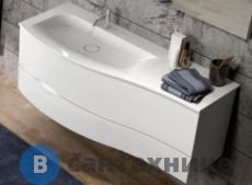 Тумба с раковиной BurgBad Sinea 2.0 1210х475 мм, с 2-мя выдв. ящик, рак.из мин. литья с 1 отв. под см-ль, ручки G0165, левостор., в компл сифон, белый гл. (SFFQ121L F2800 G0165 C0001*1)